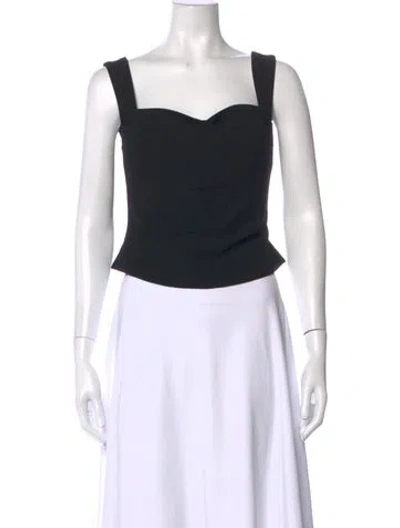 Pre-owned Miaou Square Neckline Sleeveless Crop Top In Black
