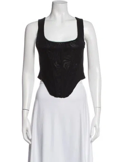 Pre-owned Miaou Square Neckline Sleeveless Crop Top In Black