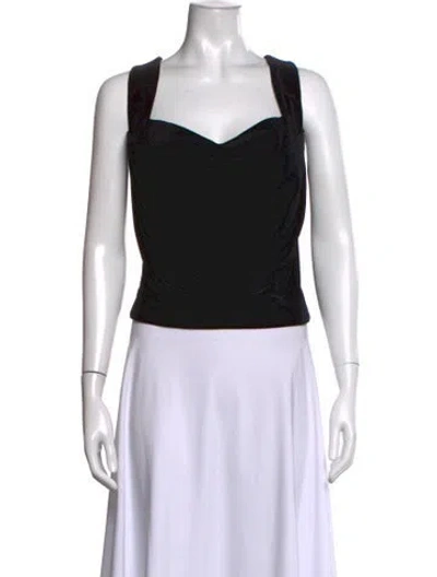 Pre-owned Miaou Square Neckline Sleeveless Crop Top In Black