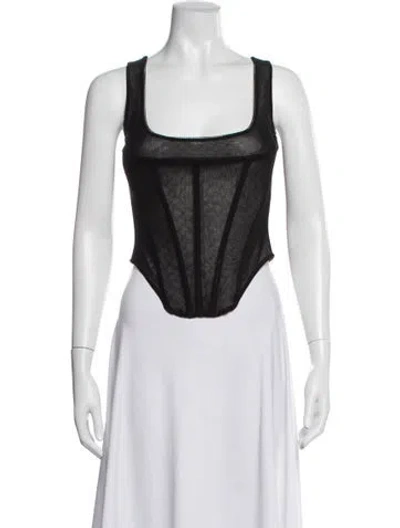Pre-owned Miaou Square Neckline Sleeveless Crop Top In Black