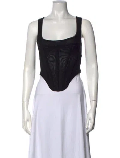 Pre-owned Miaou Square Neckline Sleeveless Crop Top In Black