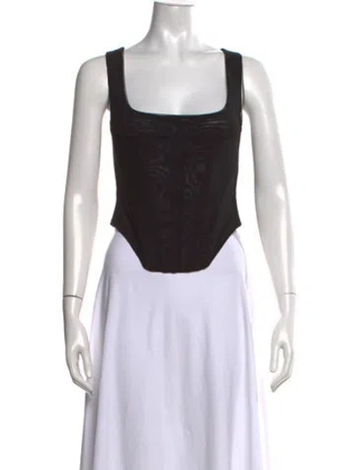 Pre-owned Miaou Square Neckline Sleeveless Crop Top In Black