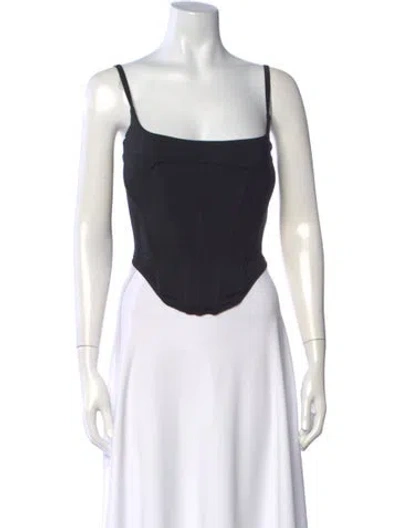 Pre-owned Miaou Square Neckline Sleeveless Crop Top In Black