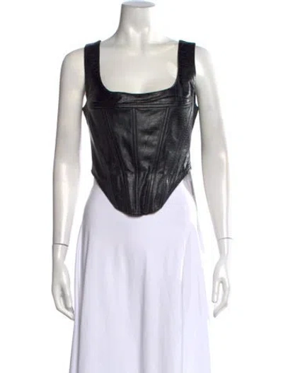 Pre-owned Miaou Square Neckline Sleeveless Crop Top In Black