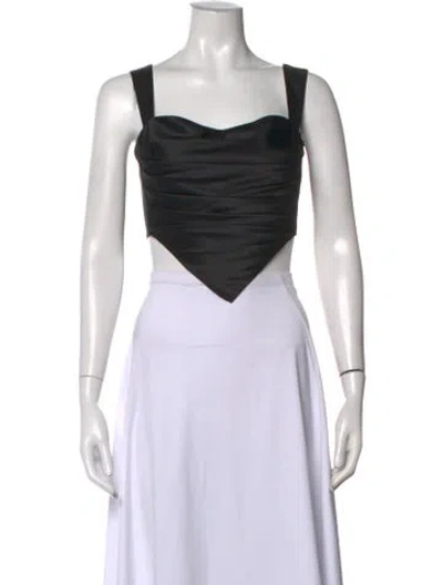 Pre-owned Miaou Square Neckline Sleeveless Crop Top In Black