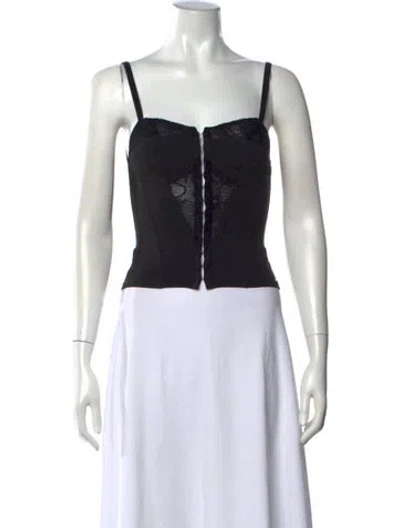 Pre-owned Miaou Square Neckline Sleeveless Crop Top In Black