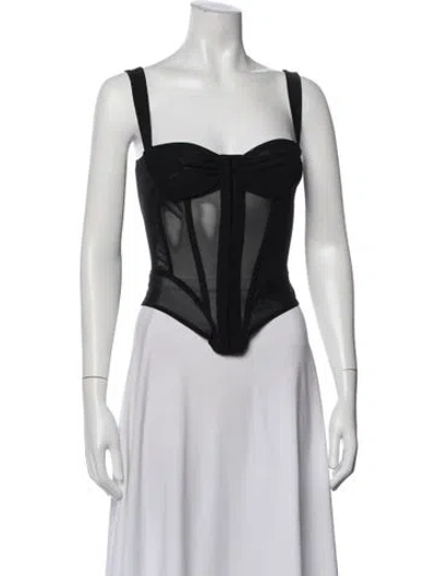 Pre-owned Miaou Square Neckline Sleeveless Crop Top In Black