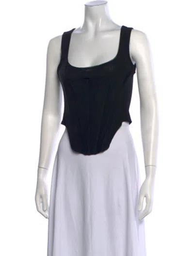 Pre-owned Miaou Square Neckline Sleeveless Crop Top In Black