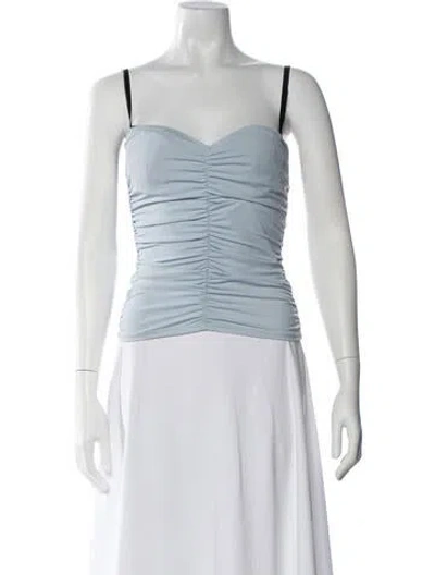 Pre-owned Miaou Square Neckline Sleeveless Crop Top In Blue