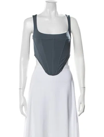 Pre-owned Miaou Square Neckline Sleeveless Crop Top In Blue