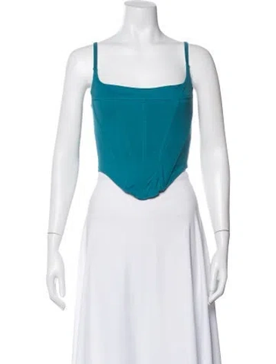 Pre-owned Miaou Square Neckline Sleeveless Crop Top In Blue