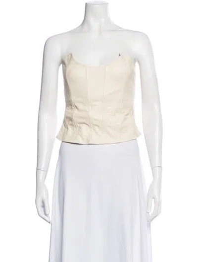 Pre-owned Miaou Square Neckline Sleeveless Crop Top In Blue