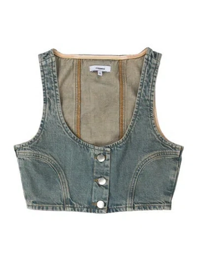 Pre-owned Miaou Square Neckline Sleeveless Crop Top In Blue