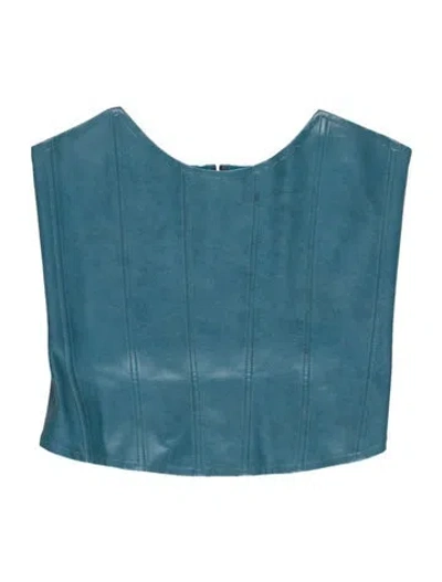 Pre-owned Miaou Square Neckline Sleeveless Crop Top In Blue