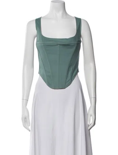 Pre-owned Miaou Square Neckline Sleeveless Crop Top In Blue
