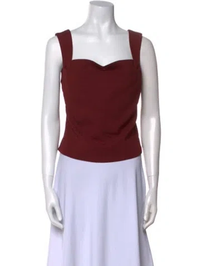 Pre-owned Miaou Square Neckline Sleeveless Crop Top In Burgundy