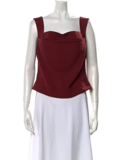 Pre-owned Miaou Square Neckline Sleeveless Crop Top In Burgundy