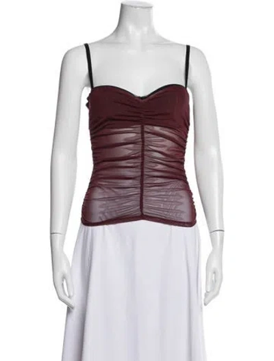 Pre-owned Miaou Square Neckline Sleeveless Crop Top In Burgundy