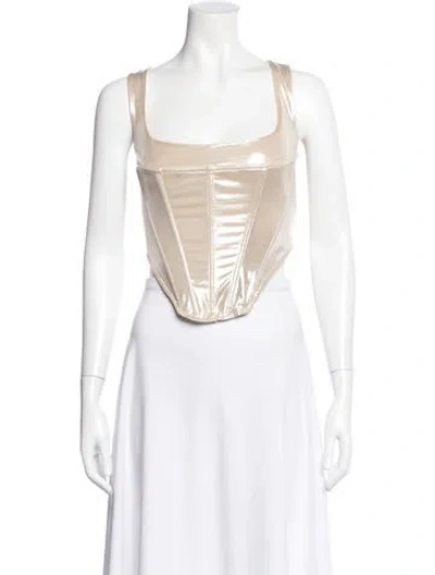 Pre-owned Miaou Square Neckline Sleeveless Crop Top In Gold