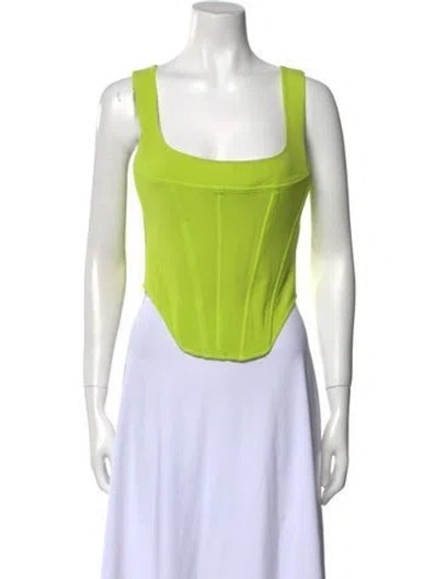 Pre-owned Miaou Square Neckline Sleeveless Crop Top In Green