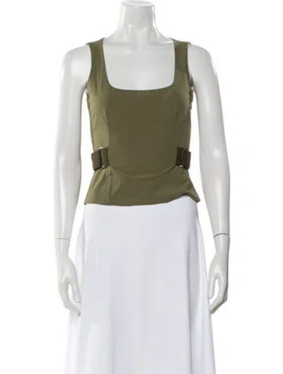 Pre-owned Miaou Square Neckline Sleeveless Crop Top In Green