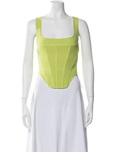 Pre-owned Miaou Square Neckline Sleeveless Crop Top In Green