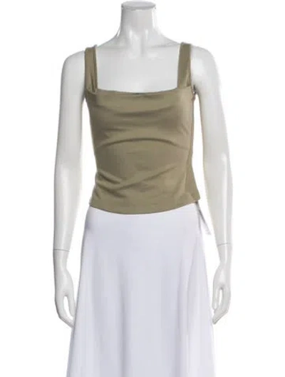 Pre-owned Miaou Square Neckline Sleeveless Crop Top In Green