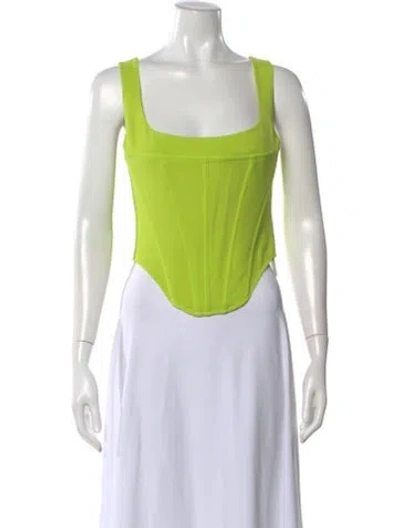 Pre-owned Miaou Square Neckline Sleeveless Crop Top In Green