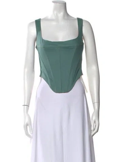 Pre-owned Miaou Square Neckline Sleeveless Crop Top In Green