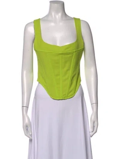 Pre-owned Miaou Square Neckline Sleeveless Crop Top In Green