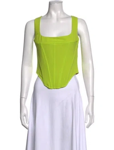 Pre-owned Miaou Square Neckline Sleeveless Crop Top In Green