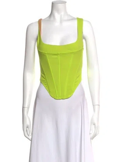 Pre-owned Miaou Square Neckline Sleeveless Crop Top In Green