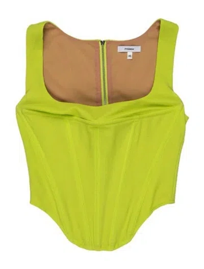 Pre-owned Miaou Square Neckline Sleeveless Crop Top In Green