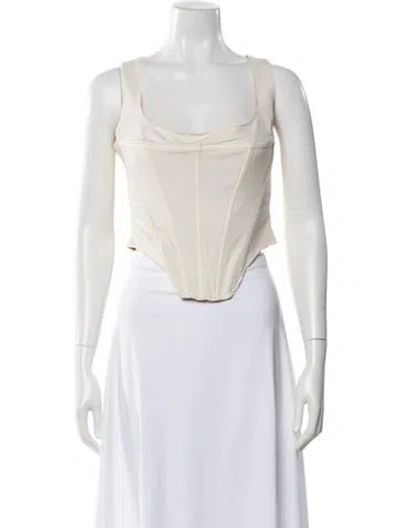 Pre-owned Miaou Square Neckline Sleeveless Crop Top In Neutral