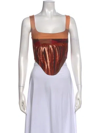 Pre-owned Miaou Square Neckline Sleeveless Crop Top In Neutral