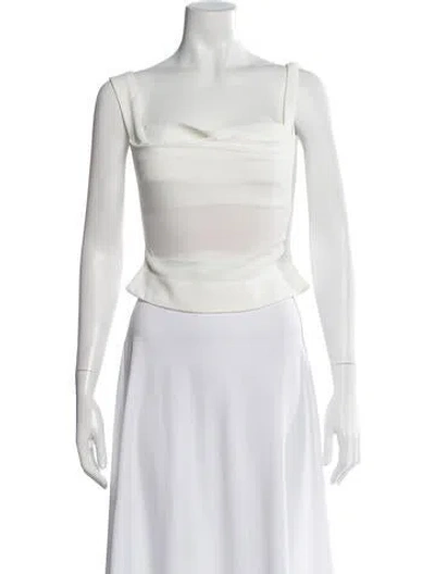 Pre-owned Miaou Square Neckline Sleeveless Crop Top In Neutral