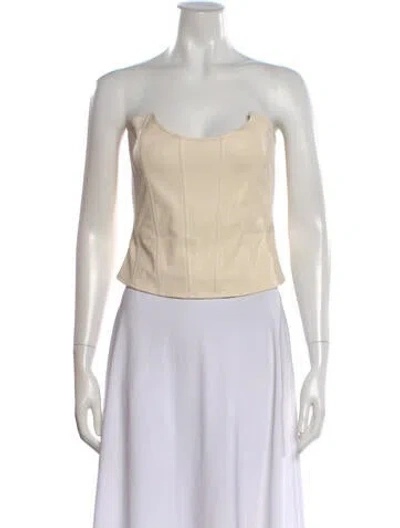 Pre-owned Miaou Square Neckline Sleeveless Crop Top In Neutral