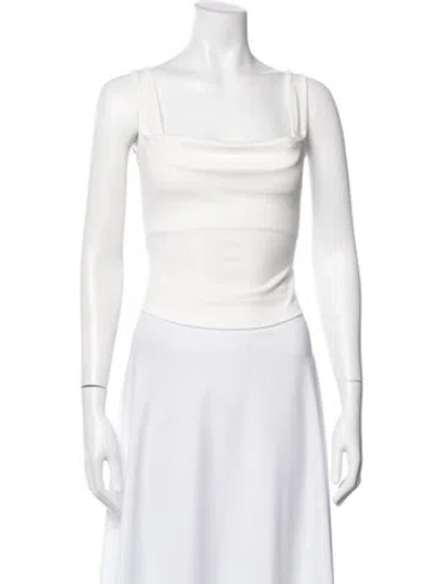 Pre-owned Miaou Square Neckline Sleeveless Crop Top In Neutral