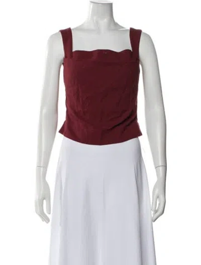 Pre-owned Miaou Square Neckline Sleeveless Crop Top In Red