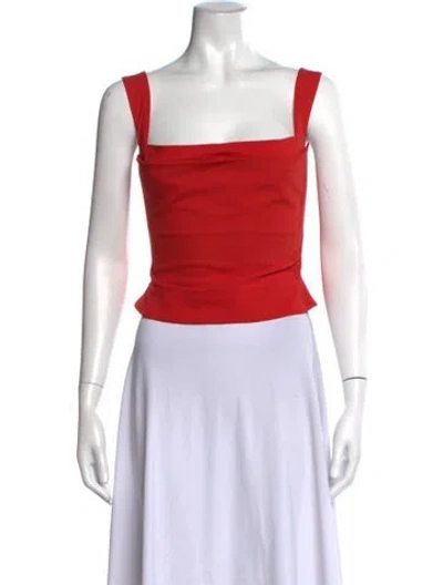 Pre-owned Miaou Square Neckline Sleeveless Crop Top In Red