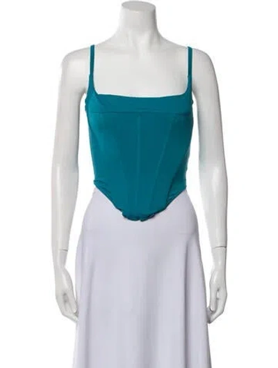 Pre-owned Miaou Square Neckline Sleeveless Crop Top W/ Tags In Blue