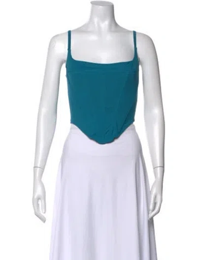 Pre-owned Miaou Square Neckline Sleeveless Crop Top W/ Tags In Blue
