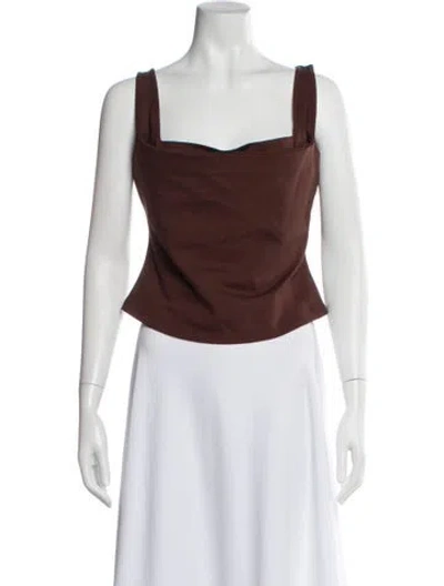 Pre-owned Miaou Square Neckline Sleeveless Crop Top W/ Tags In Brown