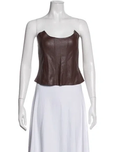 Pre-owned Miaou Square Neckline Sleeveless Crop Top W/ Tags In Brown