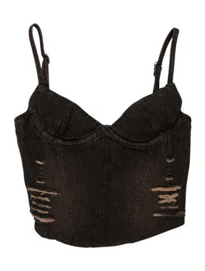 Pre-owned Miaou Square Neckline Sleeveless Crop Top W/ Tags In Burgundy