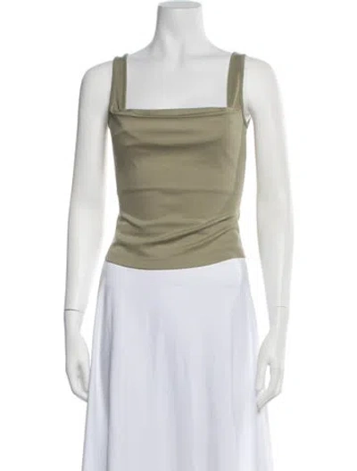 Pre-owned Miaou Square Neckline Sleeveless Crop Top W/ Tags In Green