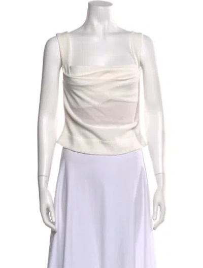 Pre-owned Miaou Square Neckline Sleeveless Crop Top In White