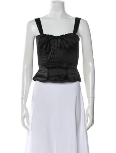Pre-owned Miaou Square Neckline Sleeveless Crop Top In White