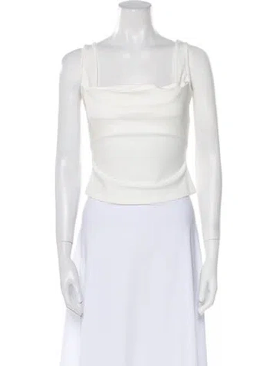 Pre-owned Miaou Square Neckline Sleeveless Crop Top In White