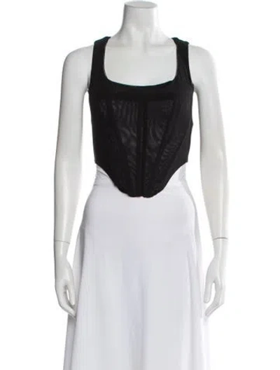 Pre-owned Miaou Square Neckline Sleeveless Crop Top In White